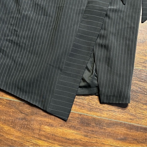 Express Pinstriped Waist Tie Asymmetrical Pencil Skirt - Picture 3 of 4